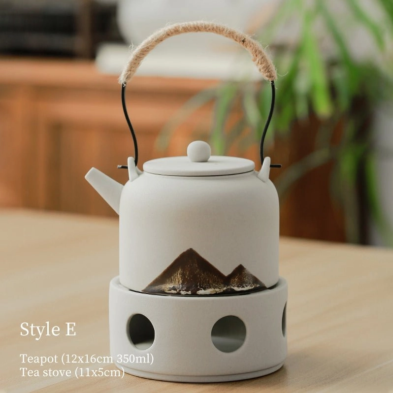 Style E white ceramic mountain teapot 350ml with matching tea warmer