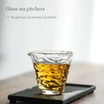 textured 190ml heat-resistant glass gong dao bei side view