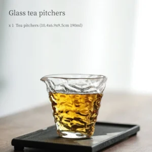 textured 190ml heat-resistant glass gong dao bei side view