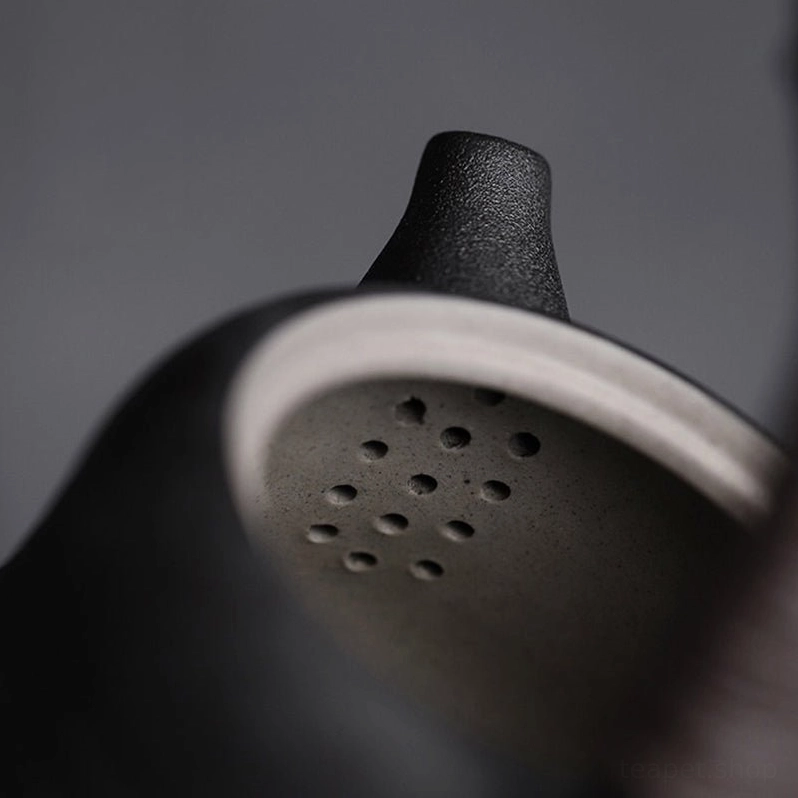 Top view of 180ml ceramic teapot showing spout and opening