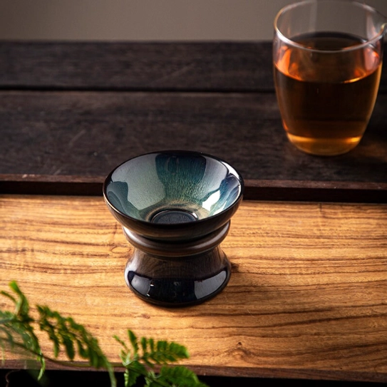 top down view of starry sky kiln transformation glaze pattern