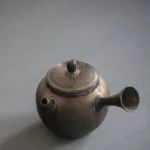 full view of vintage bronze ceramic kyusu side handle teapot 160ml