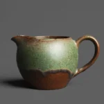 front view 230ml vintage bronze green glaze gong dao bei tea pitcher