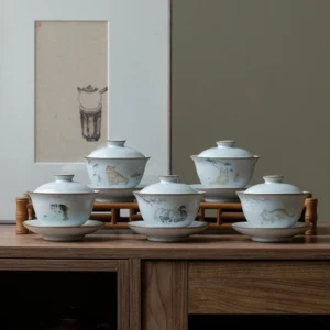 Vintage cat ceramic gaiwan 160ml overview