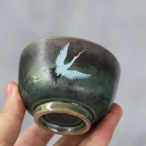 vintage 70ml chinese ceramic crane gongfu tea cup full view