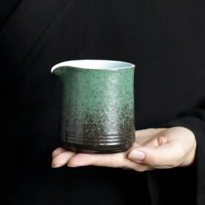 full view of 300ml vintage gradient ceramic gong dao bei tea pitcher