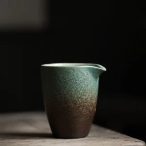 vintage green crackle glaze gong dao bei tea pitcher with matching teacup