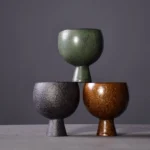 vintage handcrafted ceramic sake tea set green crackle glaze