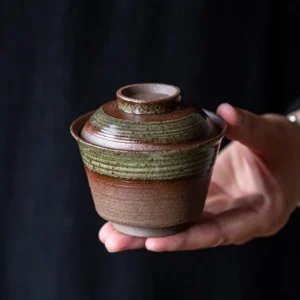 vintage handcrafted clay gaiwan 125ml front view