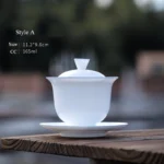 vintage white porcelain gaiwan 165ml style A front view