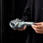 Handcrafted 200ml wabi-sabi side handle kyusu teapot overall view