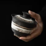 200ml wabi-sabi striped ceramic gaiwan tea set main view