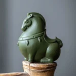 handcrafted warm beige Yixing zisha warhorse tea pet main view