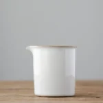 180ml white ceramic gong dao bei with gold rim front view