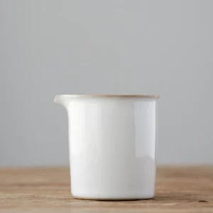 180ml white ceramic gong dao bei with gold rim front view