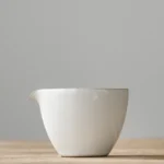 full view of 200ml white ceramic gong dao bei tea fairness pitcher