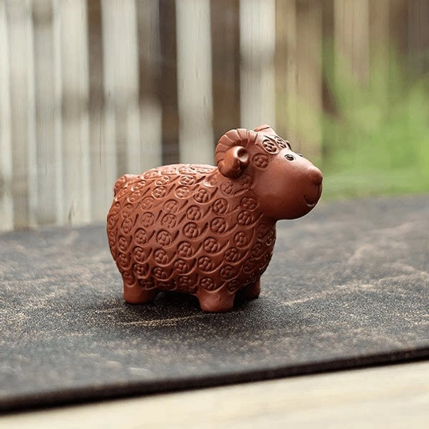 handmade yixing zisha money sheep tea pet front view