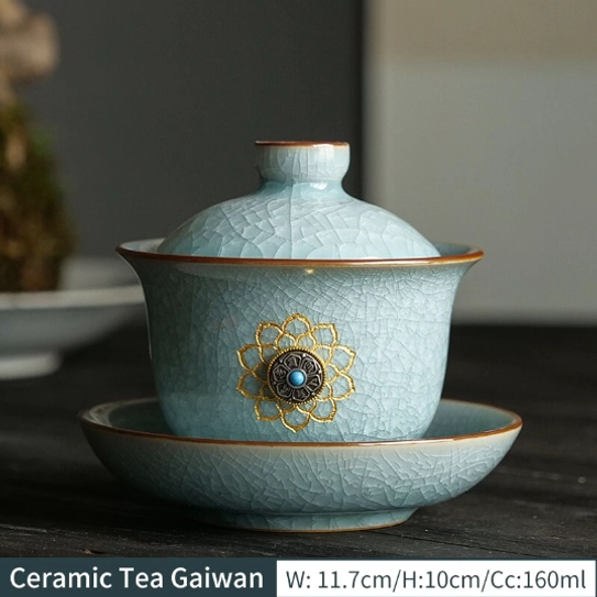 heat-resistant blue metal grip detail on zen 160ml gaiwan